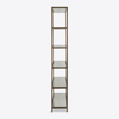 Aria brass etagere with aged mirrored glass shelving - a classic traditional bookcase for interior design projects