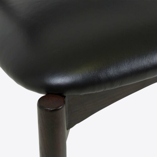 Copenhagen black leather dining chair in mid-century style