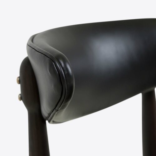 Copenhagen black leather dining chair in mid-century style