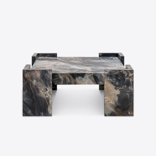 Harper black marble square coffee table