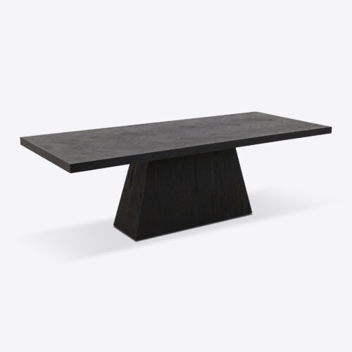 Lourdes black oak dining table - sculptural modernist brutalist