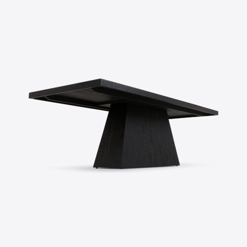 Lourdes black oak dining table - sculptural modernist brutalist