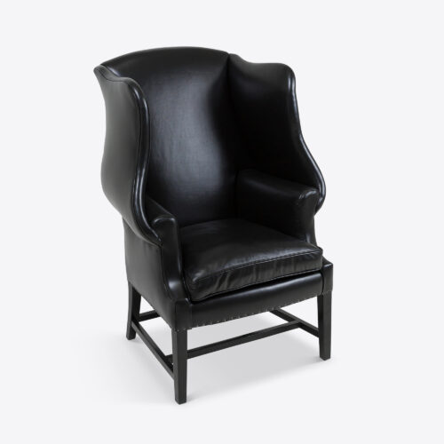 black leather wingback armchair