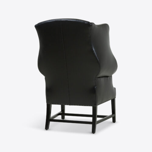 black leather wingback armchair