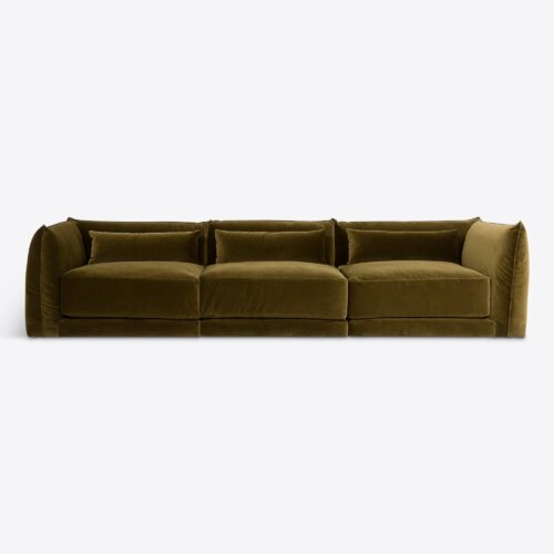 Milano sectional sofa 70's style moss green velvet