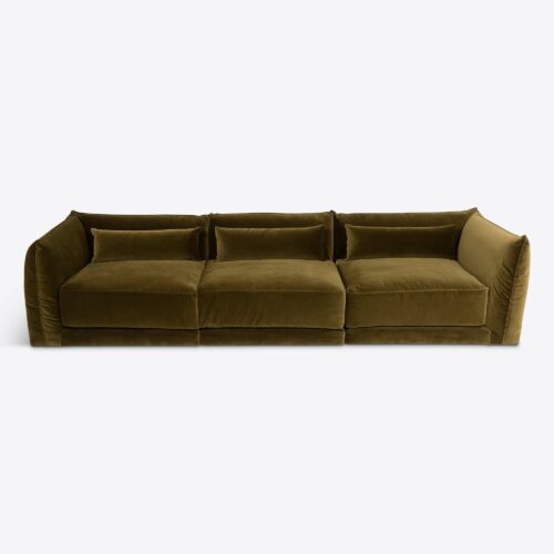 Milano sectional sofa 70's style moss green velvet