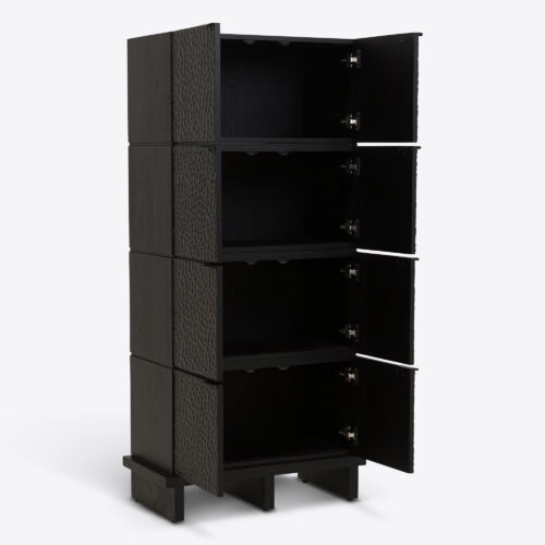 Camden tall cabinet - modern black sideboard with textured front