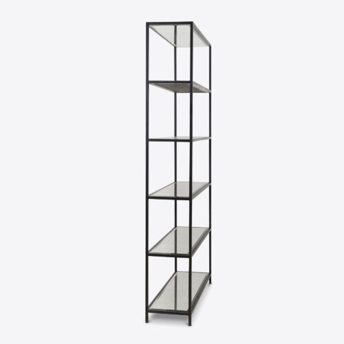 Aria bronze etagere with aged mirror glass shelves