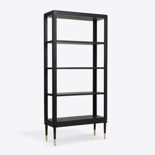 Richmond oak ebonised tall etagere bookcase shelves