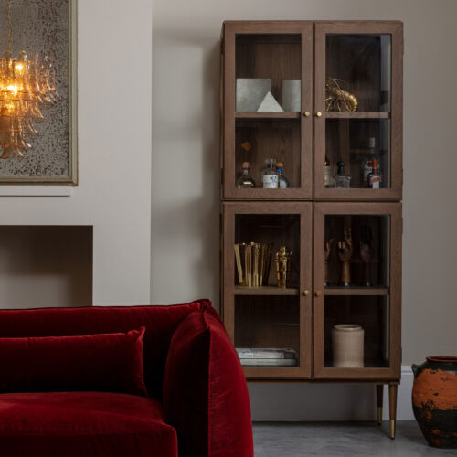 Richmond oak mid-century inspired glass drinks cabinet living room storage
