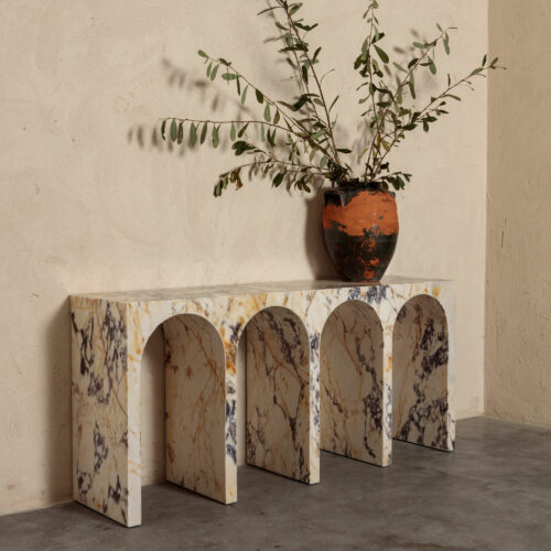Siren Viola marble console table with arches
