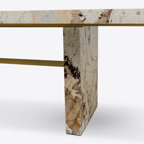 Patagonia quartzite luxury dining table marble brass