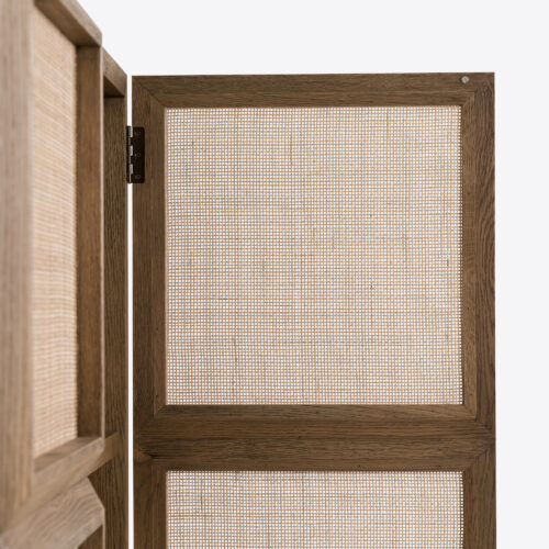 Savannah tall rattan and oak cabinet cupboard