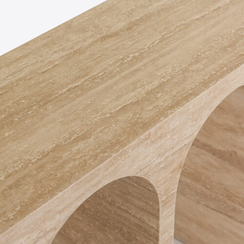 Siren travertine console table - arched entrance hall or living room furniture