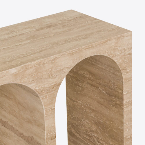 Siren travertine console table - arched entrance hall or living room furniture