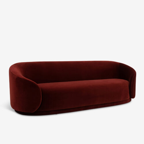 Tokyo curved sofa in red brick sofa velvet mid-century style
