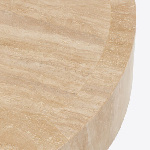 large round marble coffee table in travertine