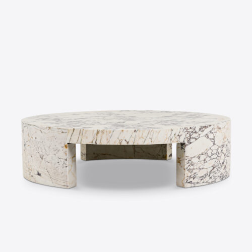 large round marble coffee table in viola marble