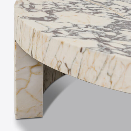 large round marble coffee table in viola marble