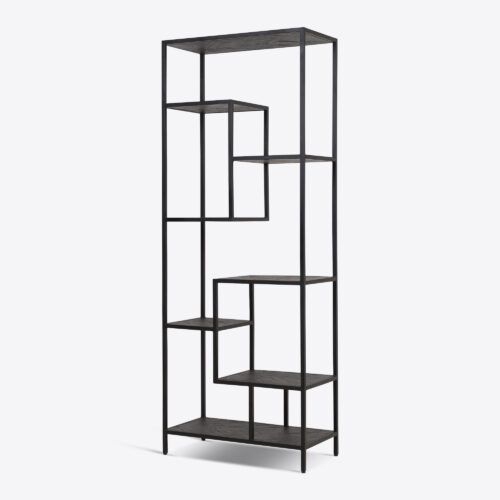York black ebonised modern bookcase etagere
