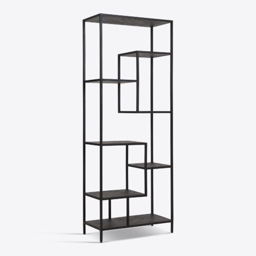 York black ebonised modern bookcase etagere