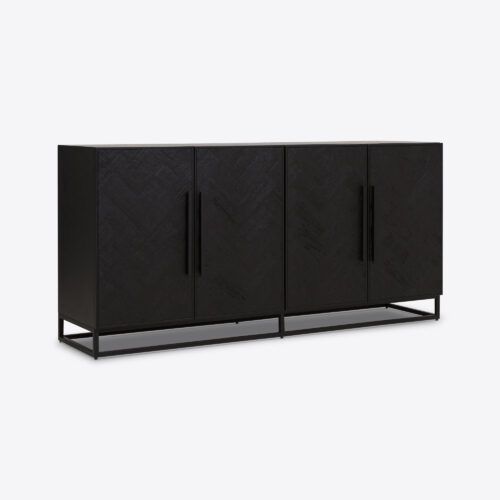 York ebonised black oak parquet sideboard - living room storage