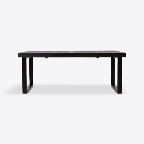 York extendable dining table black ebonised wood - parquetry pattern inlay
