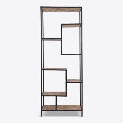 York natural oak in parquet design - an modern etagere with open shelving ideal for living rooms