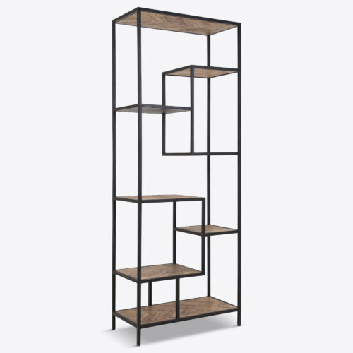 York natural oak in parquet design - an modern etagere with open shelving ideal for living rooms