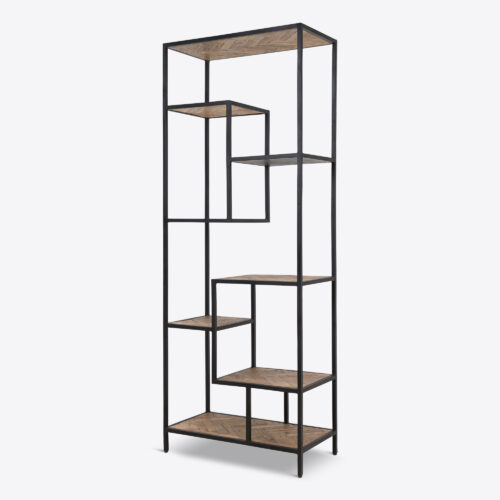 York natural oak in parquet design - an modern etagere with open shelving ideal for living rooms