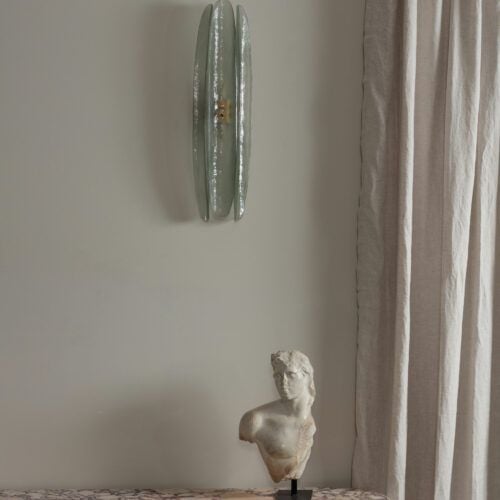 Dahlia sea glass green blue wall light - a long minimal design based on an original mid-century sconce - suitable for bathroom use