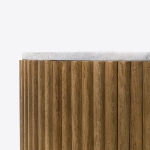natural oak bedside small petit chest of drawers fluted carrara marble IMG – IMG_5118