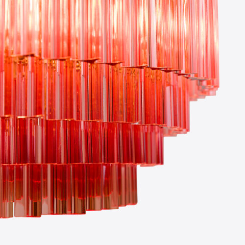 Large Pink Amaro - large pink drum chandelier in mid-century Murano glass style