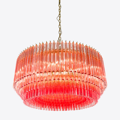Large Pink Amaro - large pink drum chandelier in mid-century Murano glass style