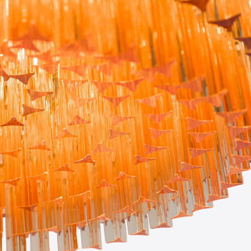 Medium Amber Amaro - amber drum chandelier in mid-century Murano glass style