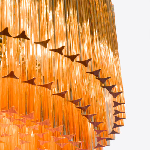 Medium Amber Amaro - amber drum chandelier in mid-century Murano glass style