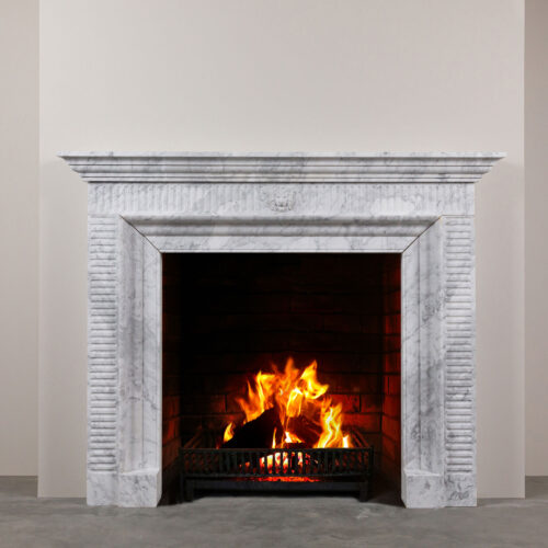 Leone lion Carrara marble fireplace surround chimneypiece