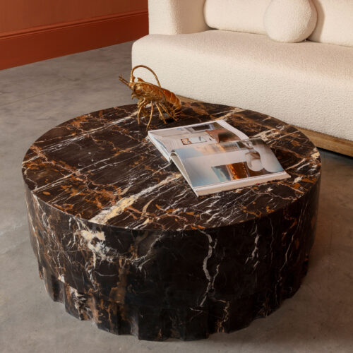 oro brown and gold marble coffee table