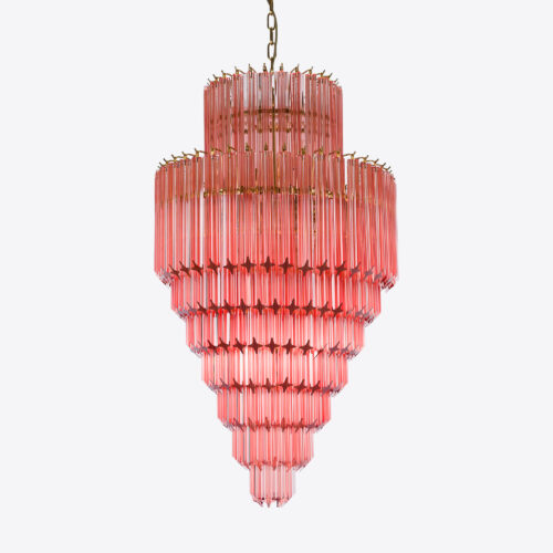 Raphael a mid-century Murano inspired chandelier in vibrant pink or amber glass