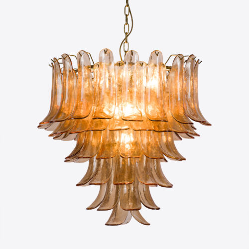 Petalo tiered petal chandelier in amber glass - mid-century inspired