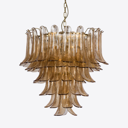 Petalo tiered petal chandelier in amber glass - mid-century inspired