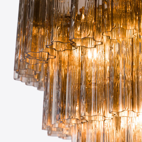 Treviso smoked glass tiered chandelier in mid-century style