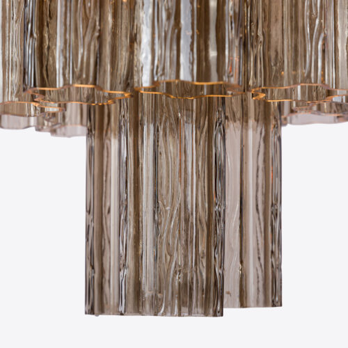 Treviso smoked glass tiered chandelier in mid-century style