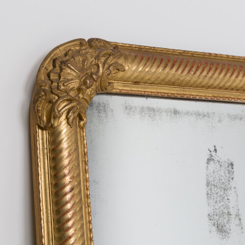 decorative antique French mirror with gold frame carved wood