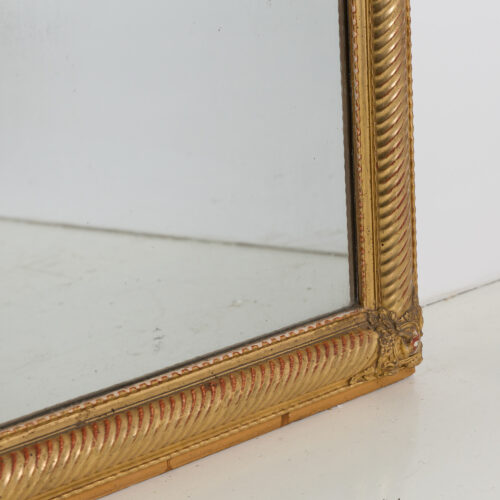 decorative antique French mirror with gold frame carved wood