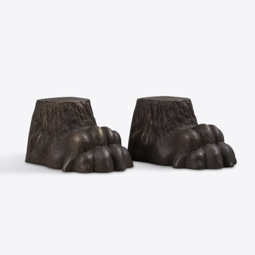 solid brass lion paws in a bronze finish - book ends sculpture