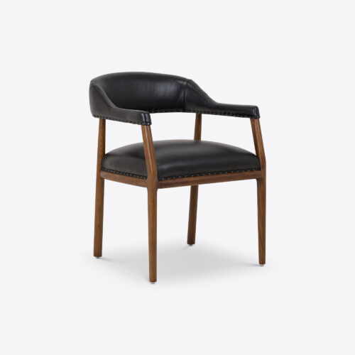 Turin black leather dining chair mid-century style