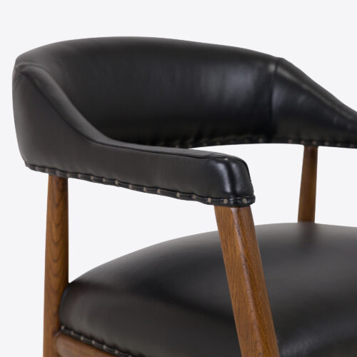 Turin black leather dining chair mid-century style