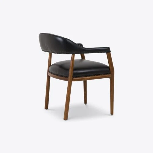 Turin black leather dining chair mid-century style
