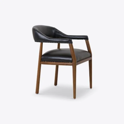Turin black leather dining chair mid-century style